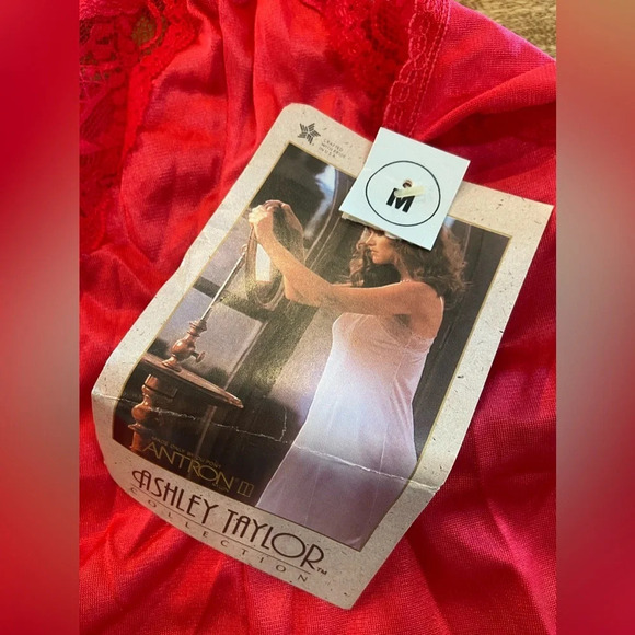 ASHLEY TAYLOR Vintage 80s 90s Red Lingerie Set Two Piece Size Medium 6 USA Made - Picture 14 of 16